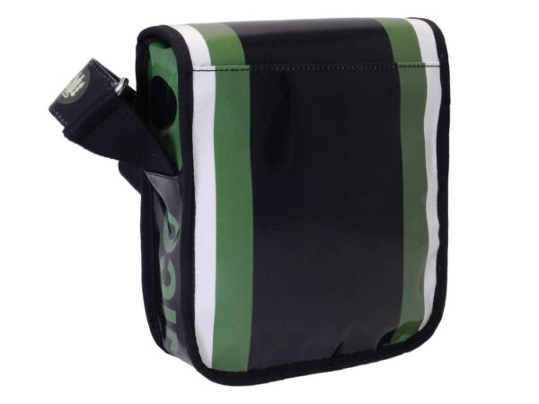 SHOULDER BAG BLACK, DARK GREEN AND WHITE COLOURS. MIPOK MODEL MADE OF LORRY TARPAULIN. - Unique Pieces Paul Meccanico
