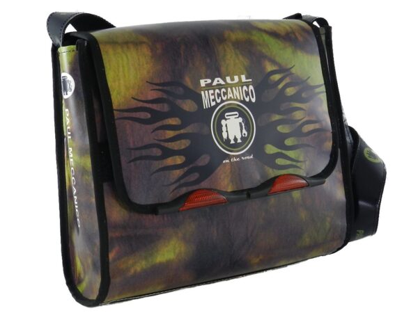 SHOULDER BAG PAUL MECCANICO. MODEL BREAK COLOURS GREEN AND BROWN WITH NATURAL EFFECT. - Unique Pieces Paul Meccanico