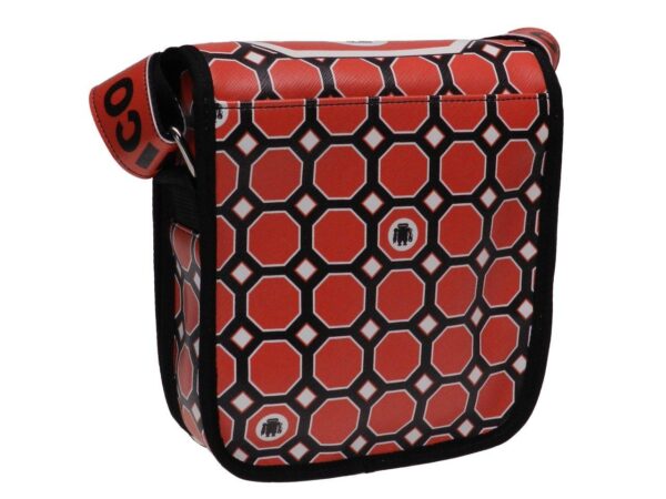 CROSSBODY BAG RED, BLACK AND YELLOW WITH MAJOLICA FANTASY. MODEL MIPOK MADE OF SOFT SYNTHETIC LEATHER. - Unique Pieces Paul Meccanico