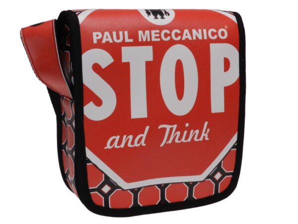 CROSSBODY BAG RED, BLACK AND YELLOW WITH MAJOLICA FANTASY. MODEL MIPOK MADE OF SOFT SYNTHETIC LEATHER. - Unique Pieces Paul Meccanico