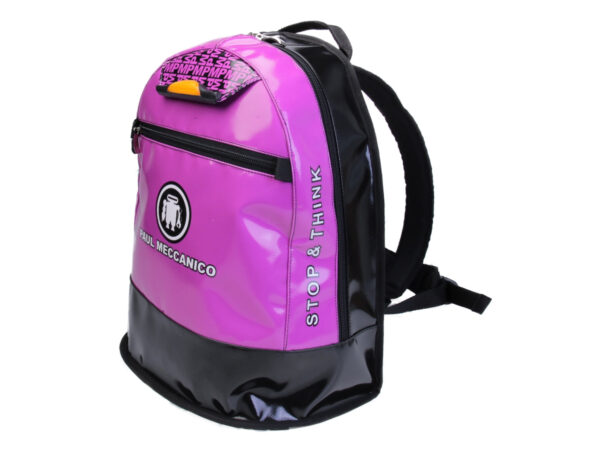 FUCSIA AND BLACK BACKPACK PAUL MECCANICO. MODEL SUPER MADE OF LORRY TARPAULIN. - Limited Edition Paul Meccanico