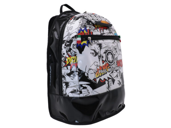 BLACK BACKPACK PAUL MECCANICO CARTOON STYLE. MODEL SUPER MADE OF LORRY TARPAULIN. - Limited Edition Paul Meccanico