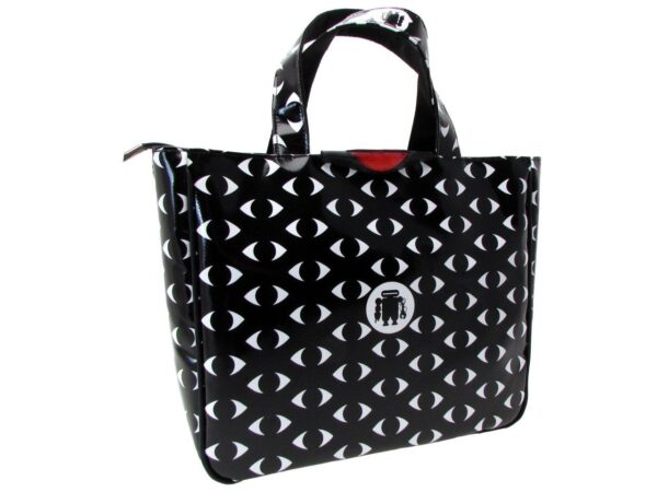 TOTE BAG BLACK AND WHITE COLOURS GEOMETRIC FANTASY. GLAM MODEL MADE OF LORRY TARPAULIN. - Unique Pieces Paul Meccanico