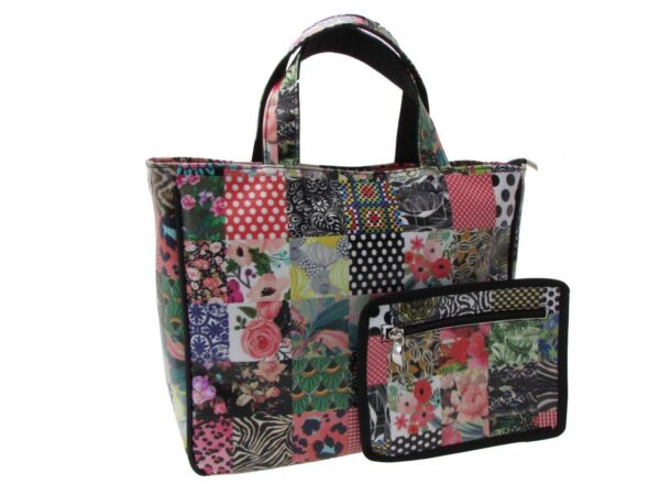 TOTE BAG MULTICOLOR PATCHWORK FANTASY. GLAM MODEL MADE OF SOFT SYNTETHIC LEATHER. - Unique Pieces Paul Meccanico