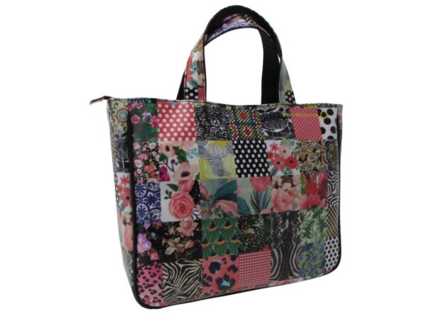 TOTE BAG MULTICOLOR PATCHWORK FANTASY. GLAM MODEL MADE OF SOFT SYNTETHIC LEATHER. - Unique Pieces Paul Meccanico