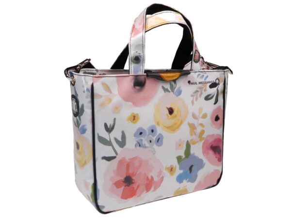 TOTE BAG OFF WHITE COLOUR FLORAL FANTASY. GLAM MODEL MADE OF LORRY TARPAULIN. - Unique Pieces Paul Meccanico