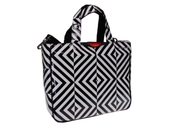 TOTE BAG OPTICAL BLACK & WHITE. GLAM MODEL MADE OF LORRY TARPAULIN. - Unique Pieces Paul Meccanico