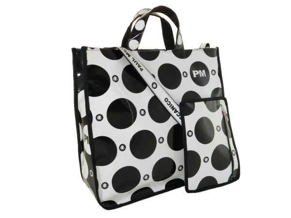 TOTE BAG PAUL MECCANICO. MODEL AIRSTONE BLACK & WHITE COLOURS WITH BUBBLES FANTASY. - Unique Pieces Paul Meccanico
