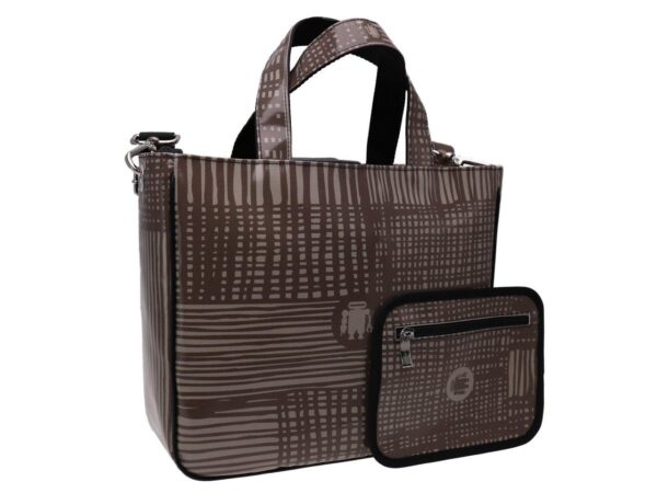 TOTE BAG TAUPE NET FANTASY. GLAM MODEL MADE OF LORRY TARPAULIN. - Unique Pieces Paul Meccanico