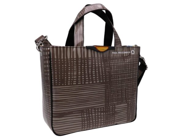 TOTE BAG TAUPE NET FANTASY. GLAM MODEL MADE OF LORRY TARPAULIN. - Unique Pieces Paul Meccanico
