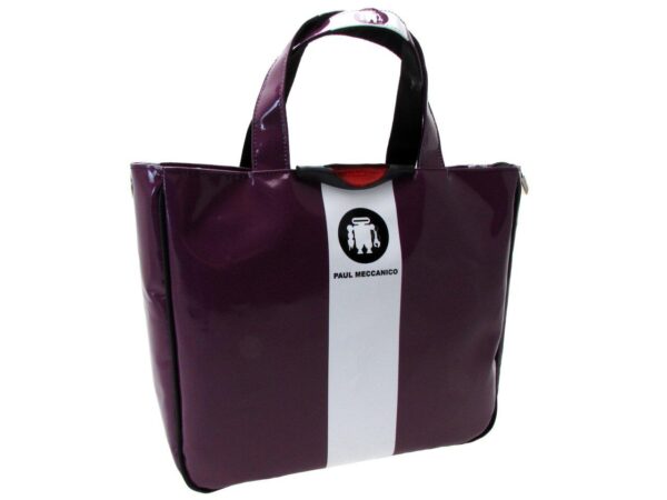 TOTE BAG VIOLET AND WHITE COLOURS. GLAM MODEL MADE OF LORRY TARPAULIN. - Unique Pieces Paul Meccanico