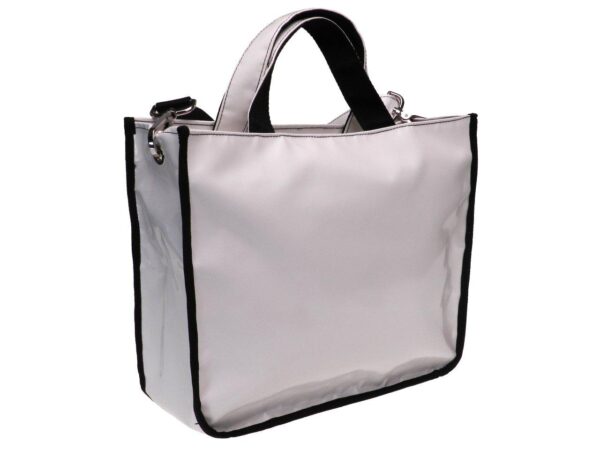 TOTE BAG WHITE COLOUR WITH PAUL MECCANICO METALLIC LOGO. GLAM MODEL MADE OF LORRY TARPAULIN. THIS ARTICLE IS SLIGHTLY SPOTTED. - Unique Pieces Paul Meccanico