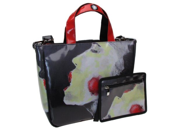 TOTE BAG WITH PRINT "SACRED OR PROFANE" OF THE ARTIST PAUL ALBERT DARI. GLAM MODEL MADE OF LORRY TARPAULIN. FREE BOOK "LA PITTURA E' DONNA" - Unique Pieces Paul Meccanico