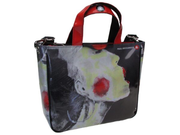 TOTE BAG WITH PRINT "SACRED OR PROFANE" OF THE ARTIST PAUL ALBERT DARI. GLAM MODEL MADE OF LORRY TARPAULIN. FREE BOOK "LA PITTURA E' DONNA" - Unique Pieces Paul Meccanico