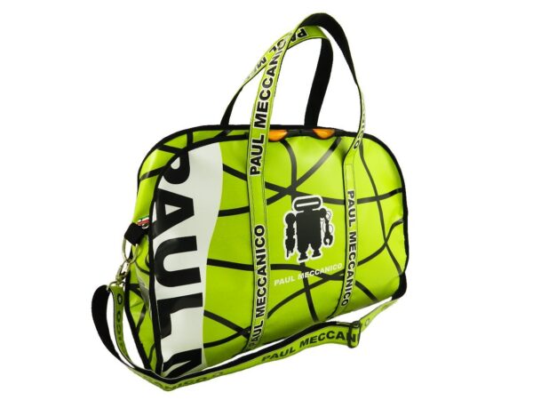 LARGE TRAVEL OR SPORTS BAG PAUL MECCANICO FLUORESCENT GREEN. MODEL RAID MADE OF LORRY TARPAULIN. - Unique Pieces Paul Meccanico