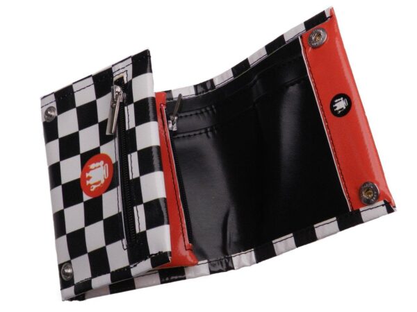 UNISEX WALLET BLACK AND WHITE WITH SKULL PRINT. MODEL TREK MADE OF LORRY TARPAULIN. - Paul Meccanico