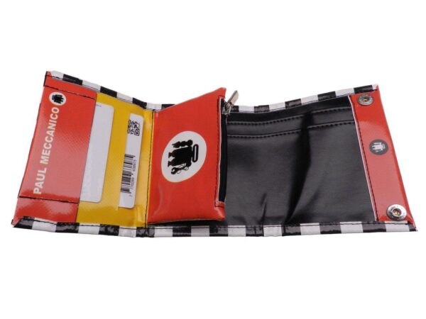 UNISEX WALLET BLACK AND WHITE WITH SKULL PRINT. MODEL TREK MADE OF LORRY TARPAULIN. - Paul Meccanico