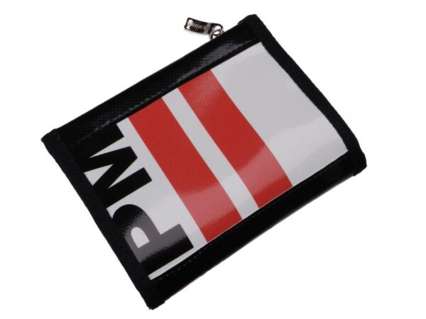 UNISEX WALLET BLACK, WHITE AND RED COLOURS. MODEL TOK MADE OF LORRY TARPAULIN. - Limited Edition Paul Meccanico