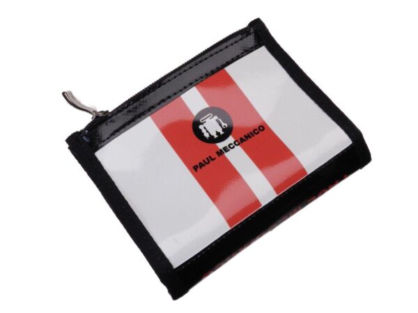 UNISEX WALLET BLACK, WHITE AND RED COLOURS. MODEL TOK MADE OF LORRY TARPAULIN. - Limited Edition Paul Meccanico