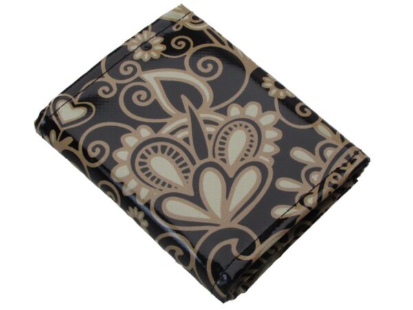 WOMAN WALLET BLACK AND BEIGE COLOURS MAJOLICA FANTASY. MODEL TREK MADE OF LORRY TARPAULIN. - Paul Meccanico