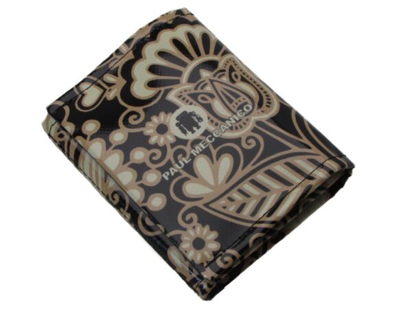WOMAN WALLET BLACK AND BEIGE COLOURS MAJOLICA FANTASY. MODEL TREK MADE OF LORRY TARPAULIN. - Paul Meccanico
