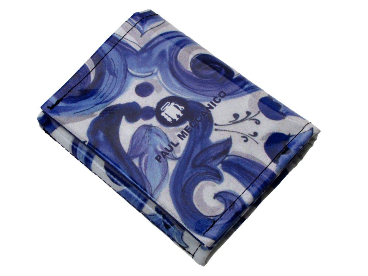 WOMAN WALLET LIGHT BLUE AND WHITE COLOURS MAJOLICA FANTASY. MODEL TREK MADE OF LORRY TARPAULIN. - Paul Meccanico