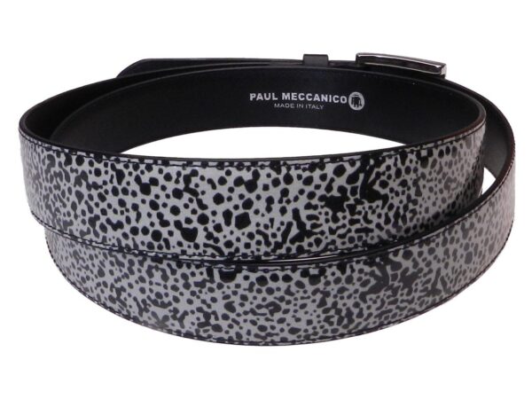 WOMAN'S BELT BLACK AND OFF WHITE COLOURS ANIMALIER FANTASY MADE OF LORRY TARPAULIN - Paul Meccanico