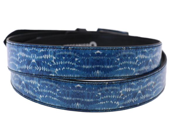 WOMAN'S BELT LIGHT BLUE MAJOLICA FANTASY MADE OF LORRY TARPAULIN - Unique Pieces Paul Meccanico