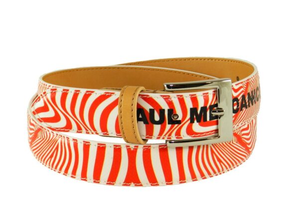 WOMAN'S BELT PAUL MECCANICO. COLOURS RED AND WHITE WITH OPTICAL FANTASY. - Paul Meccanico