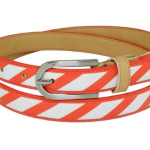 WOMAN'S BELT PAUL MECCANICO. WHITE AND RED COLOURS WITH GEOMETRIC FANTASY. - Unique Pieces Paul Meccanico