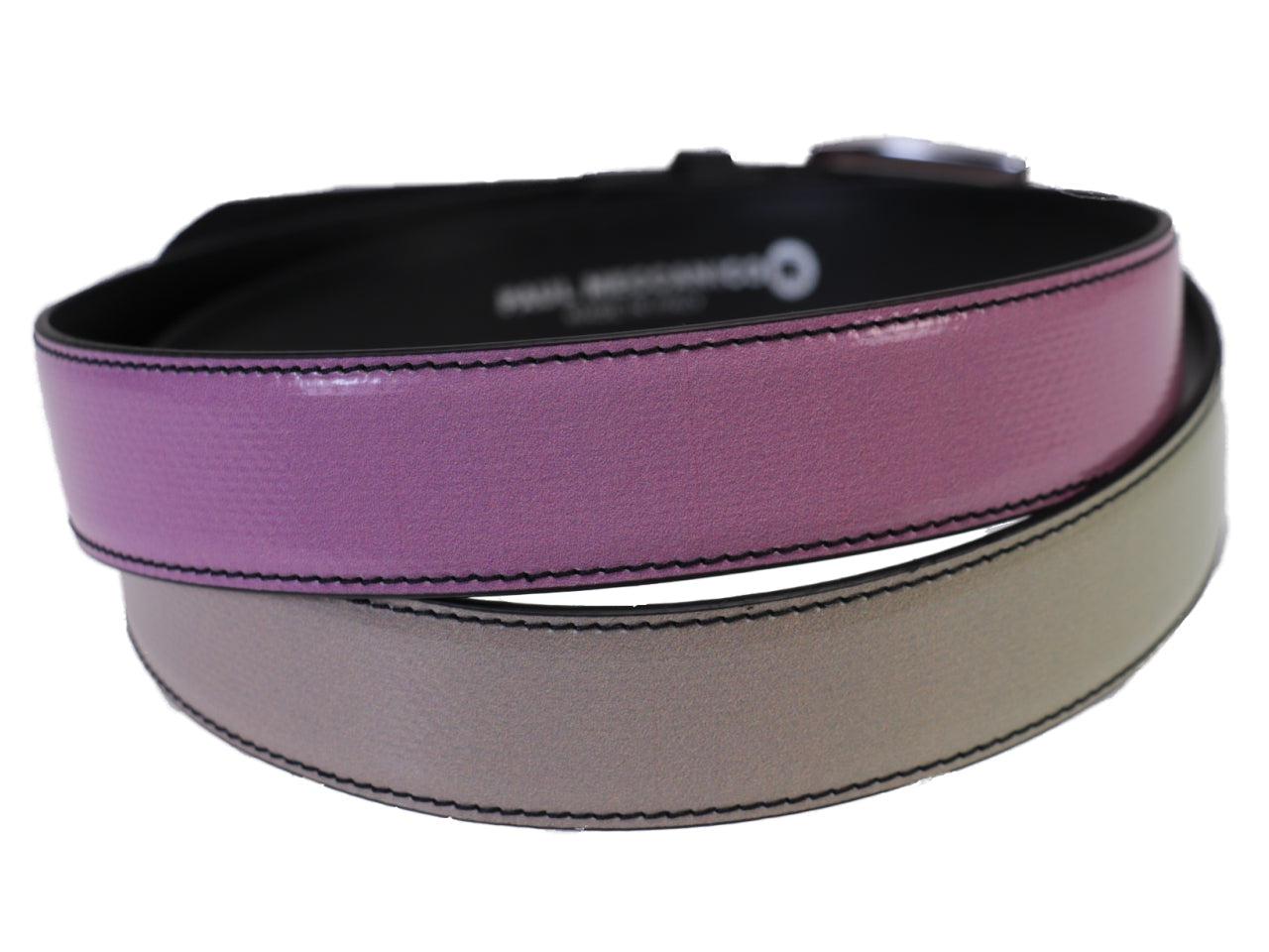 CINTURA DA DONNA ROSA E VERDE EFFETTO SFUMATO REALIZZATA CON TELONI DI CAMION. - Pezzi unici Paul Meccanico