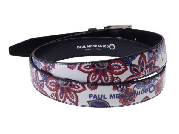 WOMAN'S BELT WHITE COLOUR FLORAL FANTASY. - Paul Meccanico