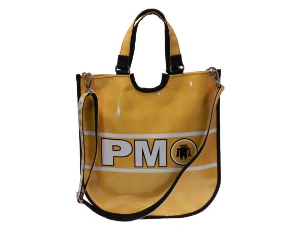 WOMAN'S FLAT BAG YELLOW COLOUR. FLAT MODEL MADE OF LORRY TARPAULIN. - Paul Meccanico