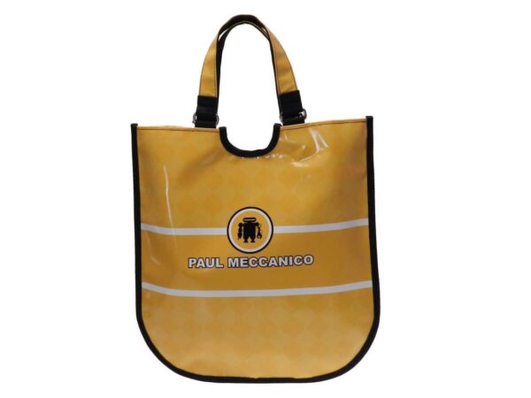 WOMAN'S FLAT BAG YELLOW COLOUR. FLAT MODEL MADE OF LORRY TARPAULIN. - Paul Meccanico