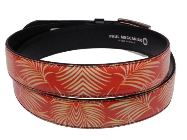 WOMAN'S ORANGE BELT PAUL MECCANICO FANCY LEAVES MADE OF LORRY TARPAULIN - Paul Meccanico