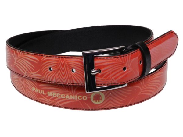 WOMAN'S ORANGE BELT PAUL MECCANICO FANCY LEAVES MADE OF LORRY TARPAULIN - Paul Meccanico