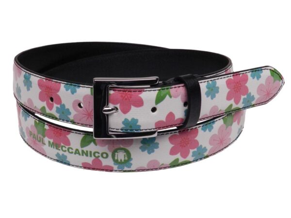 WOMAN'S WHITE BELT PAUL MECCANICO FLOREAL FANTASY MADE OF LORRY TARPAULIN - Paul Meccanico