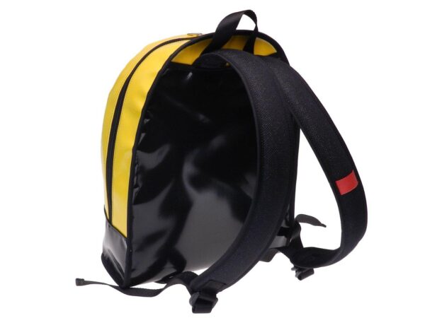 YELLOW AND BLACK BACKPACK WITH METALLIC LOGO. SUPER MODEL MADE OF LORRY TARPAULIN. - Limited Edition Paul Meccanico