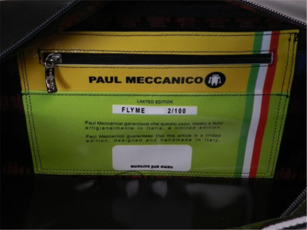 ORANGE AND YELLOW HAND LUGGAGE BAG 40 X 20 X 25 CM. MODEL FLYME MADE OF LORRY TARPAULIN. - Paul Meccanico
